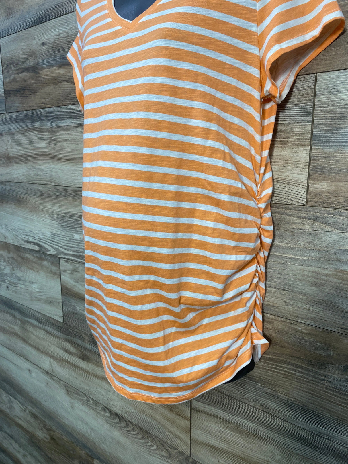 Sonoma Maternity Striped Ruched Shirt Orange sz Large