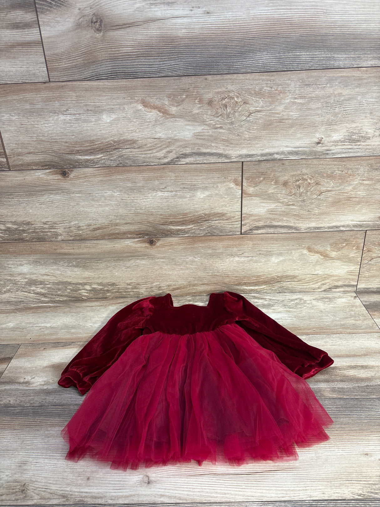 Smocked Velvet Tulle Dress Red sz 2-3T
