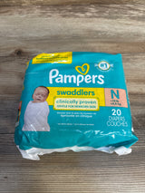 NEW Pampers Swaddlers Diapers 20Ct, sz Newborn