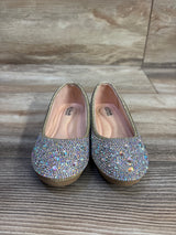 Link Memory Foam Rhinestone Mary Jane Flats Silver sz 6c
