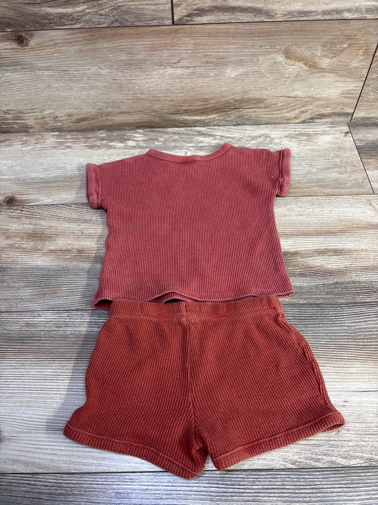 Cat & Jack 2pc Waffle Knit Shirt & Shorts Set Red sz 12m