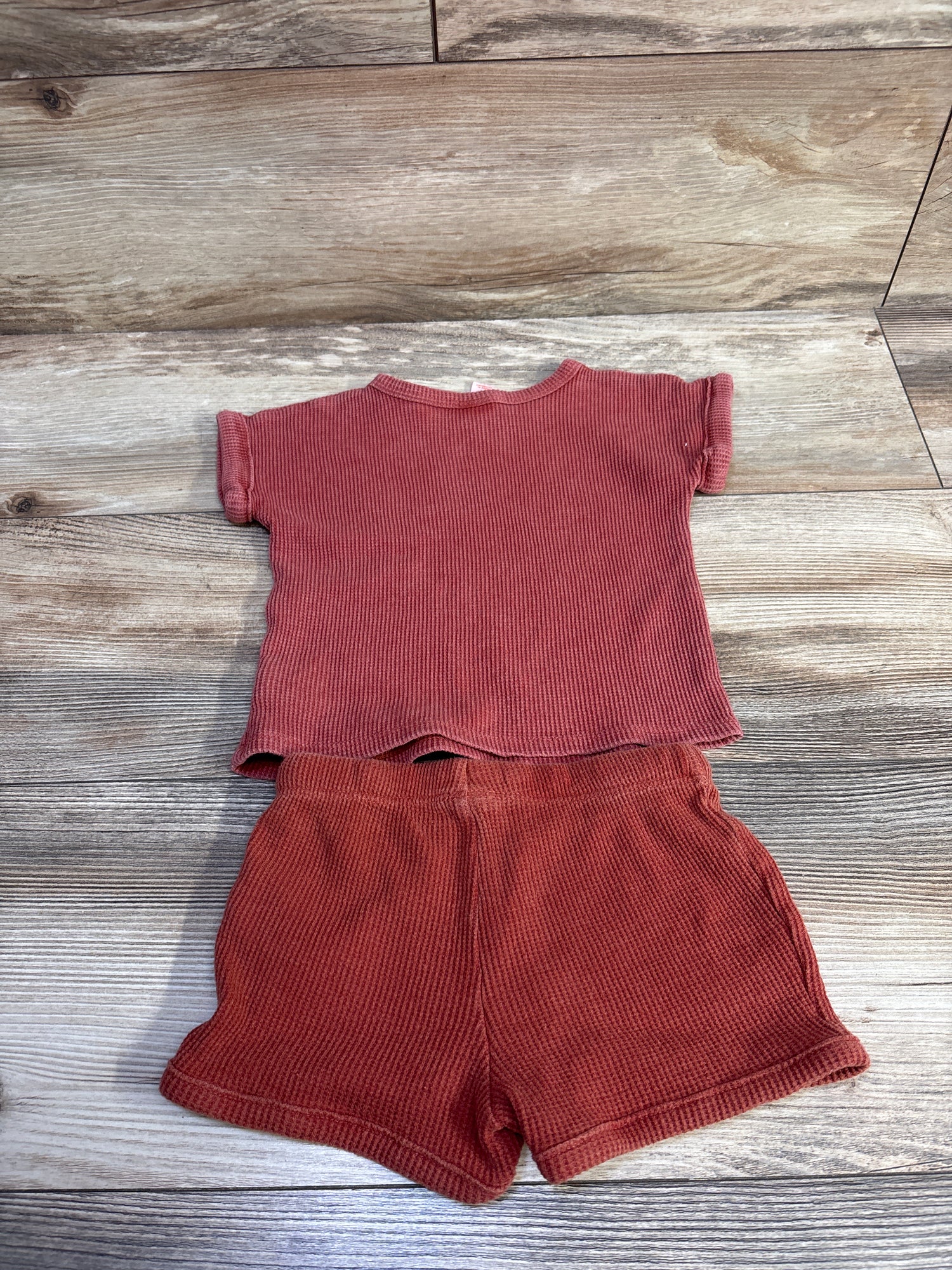 Cat & Jack 2pc Waffle Knit Shirt & Shorts Set Red sz 12m