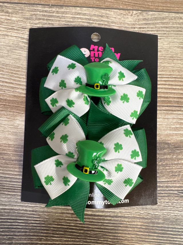 NEW St. Patrick's Day Bows w/ Applique, 2Pk - Me n Mommy To Be