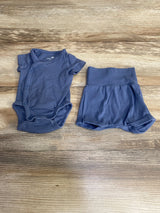 H&M 2pc Kimono Bodysuit & Shorts Blue sz Preemie