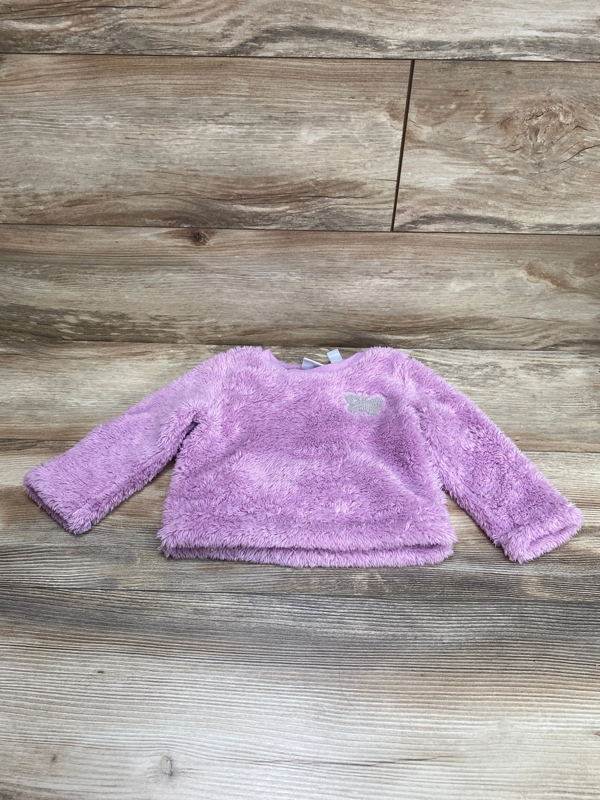 Children's Place Sequin Butterfly Plush Sweatshirt Purple sz 18-24m