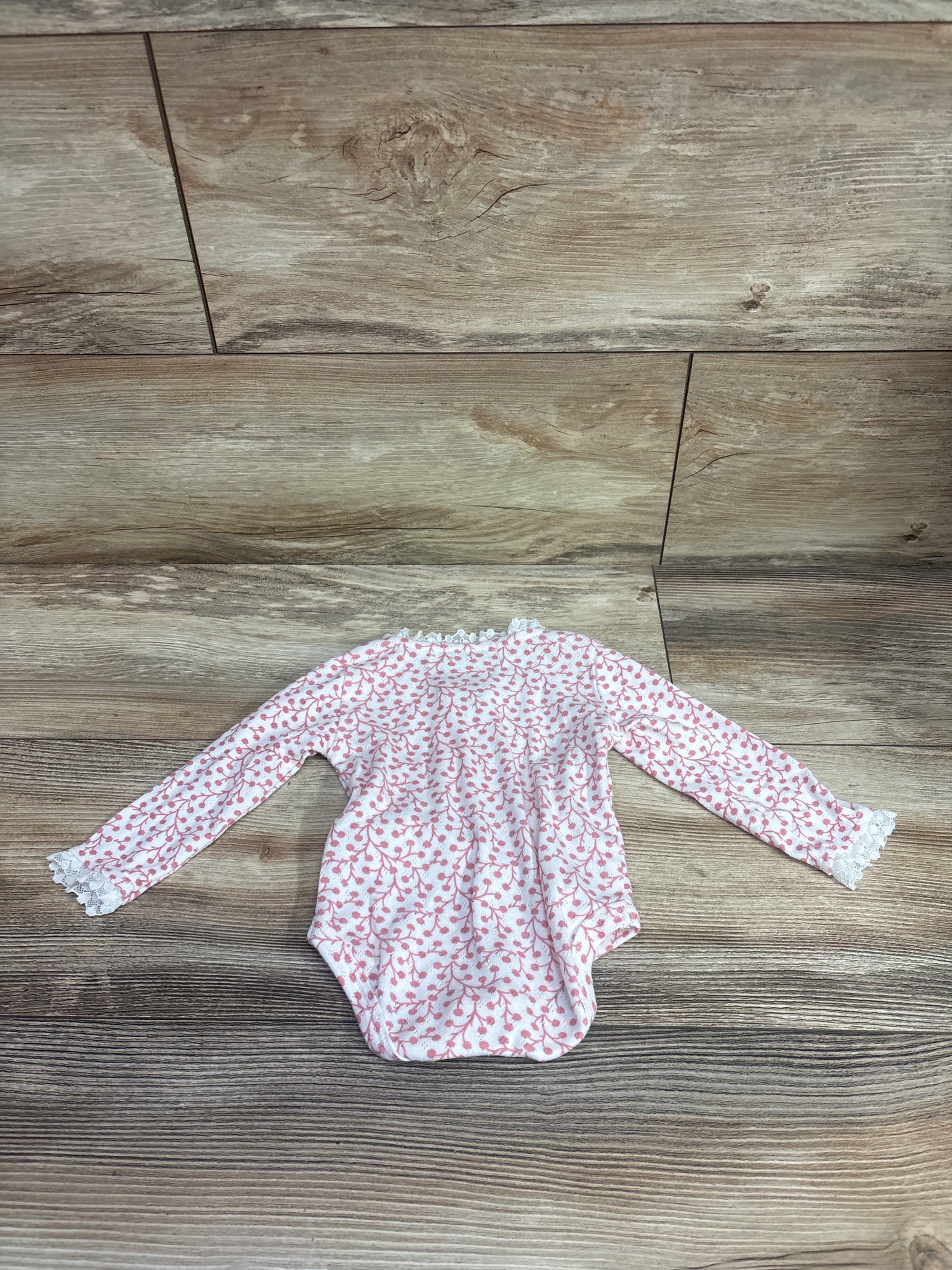 French Connection Long Sleeve Lace Trim Bodysuit White sz 0/3m