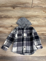 OshKosh Plaid Button Up Hooded Flannel Black sz 24m