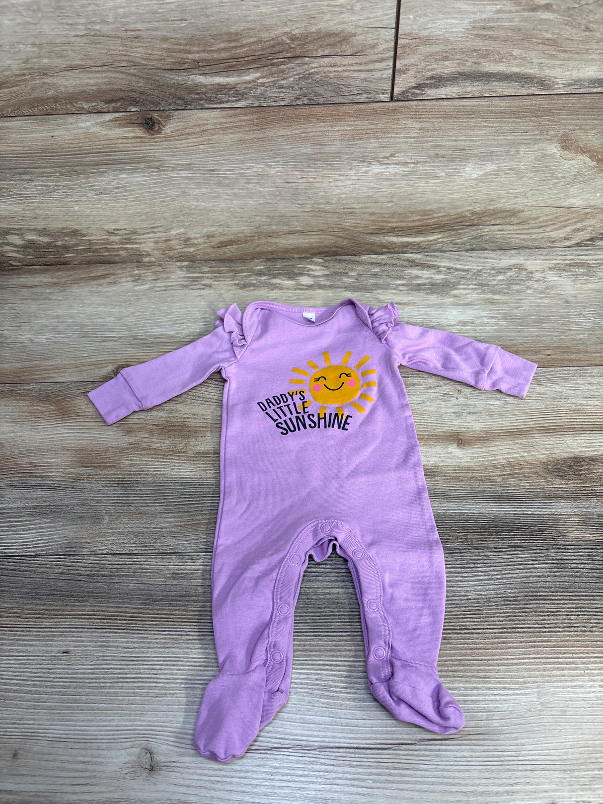 Okie Dokie Daddy's Little Sunshine Ruffled Coverall Purple sz Newborn