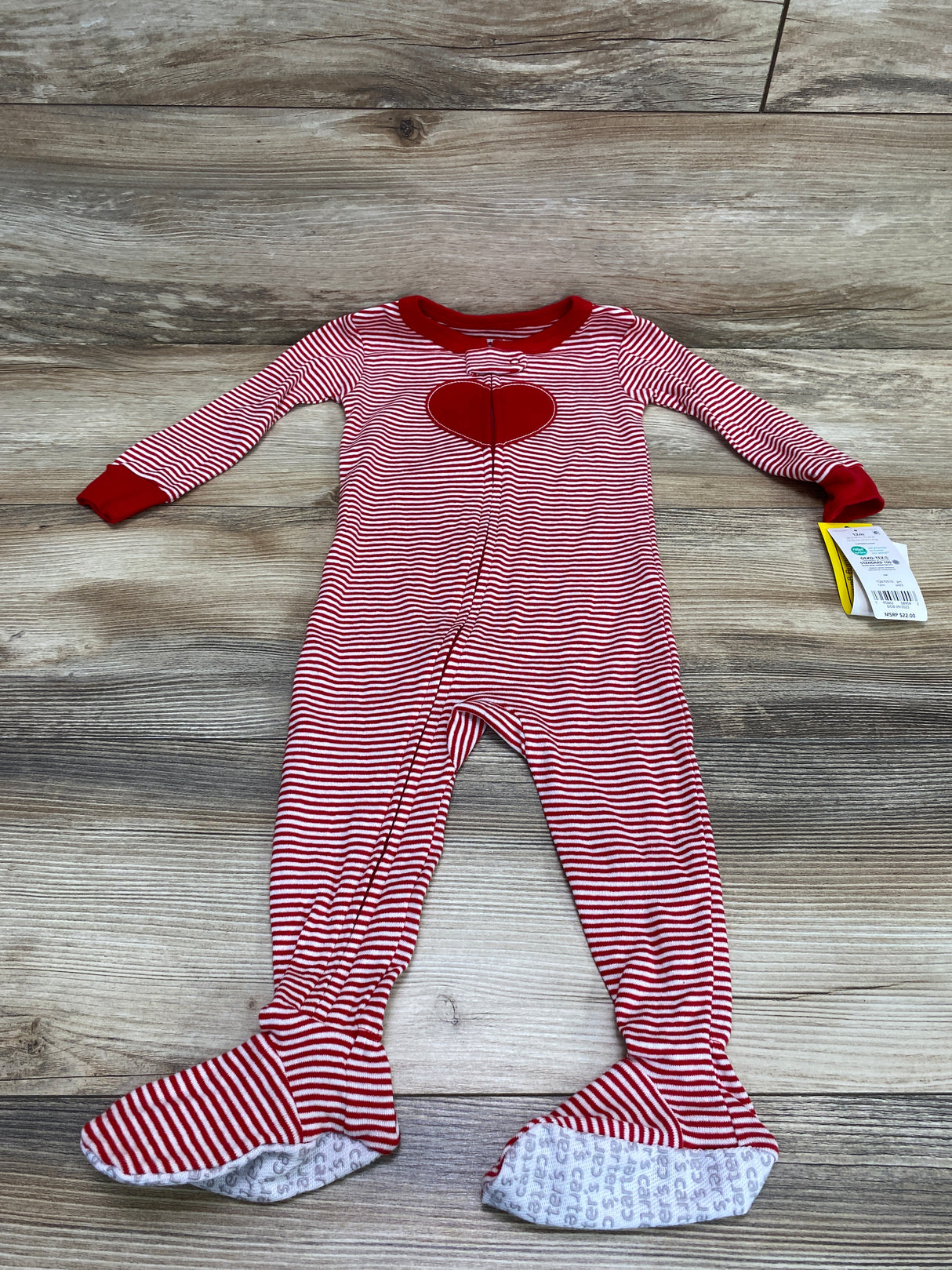 NEW Carter's Striped Heart Sleeper Red sz 12m