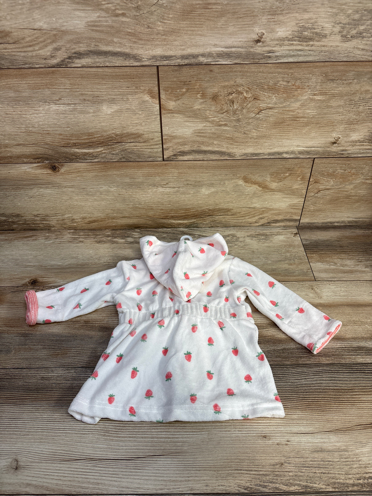 Just One You Strawberry Print Bath Robe White sz 0-9m