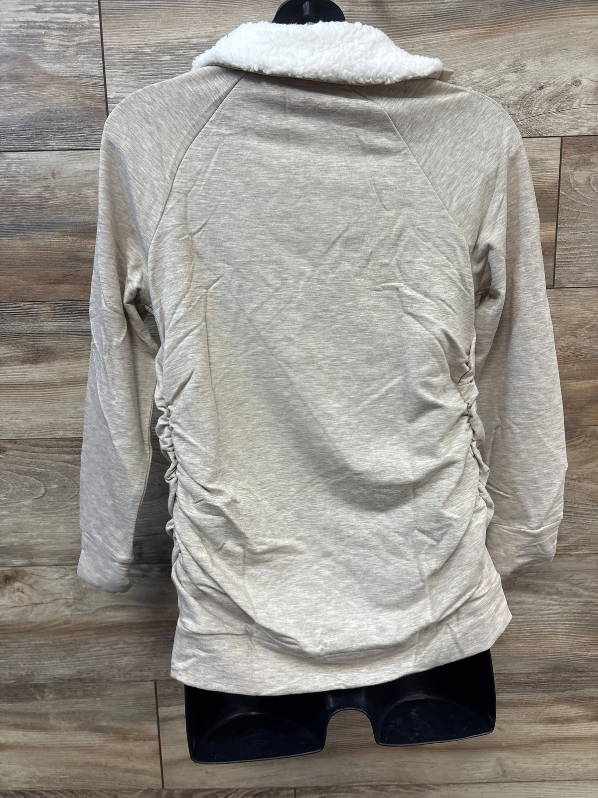 NEW Isabel Maternity Snap Sherpa Collar Sweatshirt Oatmeal sz Medium