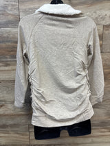 NEW Isabel Maternity Snap Sherpa Collar Sweatshirt Oatmeal sz Medium