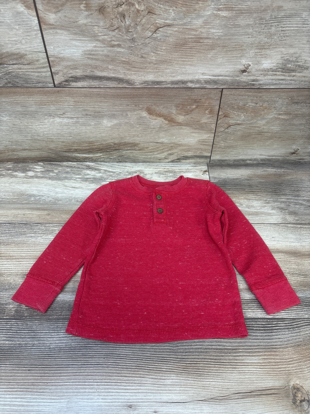 Jumping Beans Waffle Knit Henley Shirt Red sz 18m