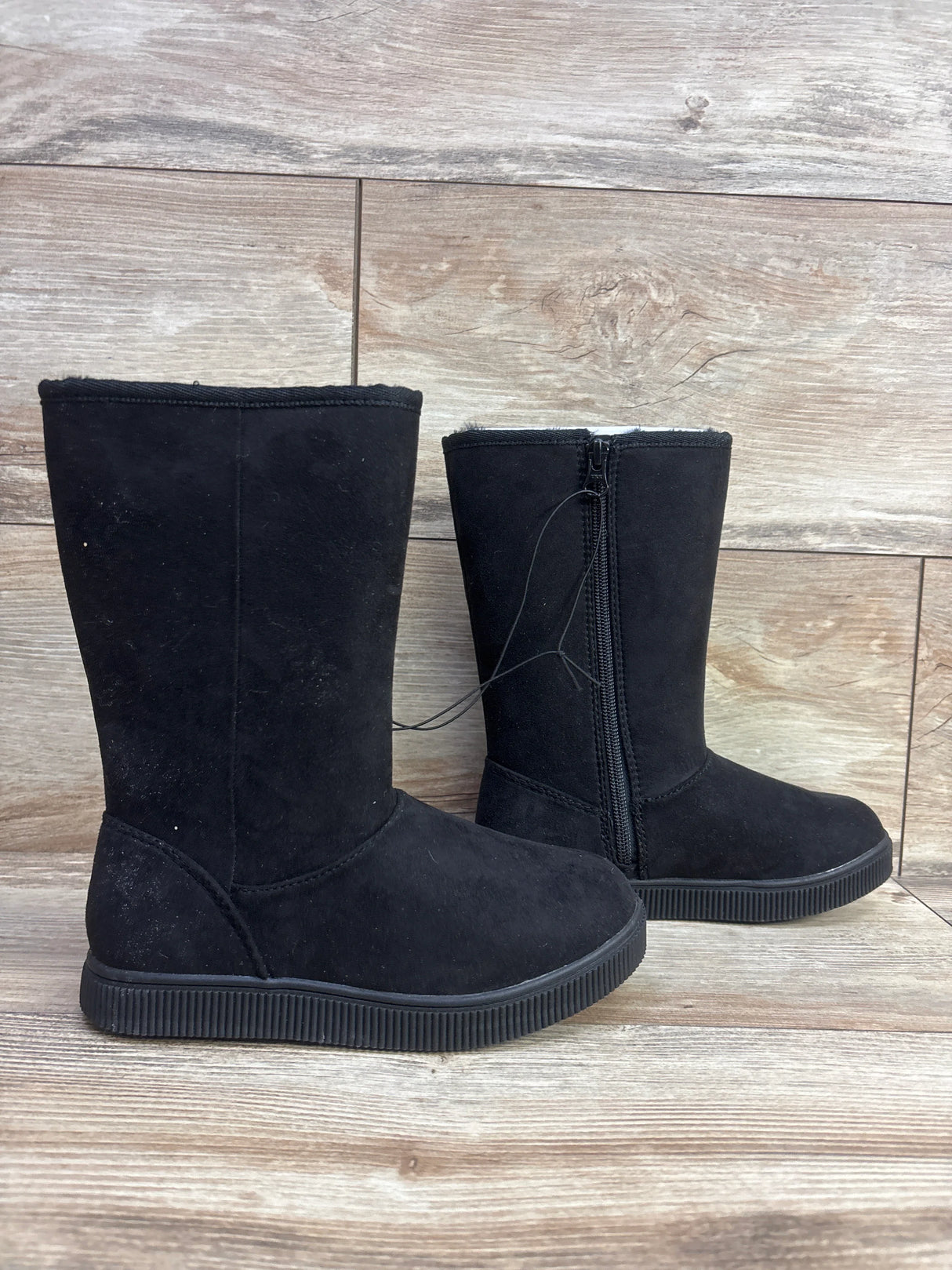 NEW Cat & Jack Natalia Tall Shearling Style Boots Black sz 13c