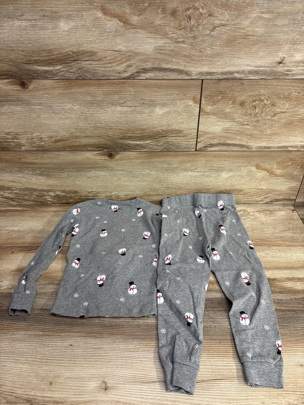 Pekkle 2pc Snowman Pajama Set Grey sz 4T