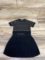 Vince Camuto 2pc Striped Knit Cropped Shirt & Skirt Set Black sz 3T