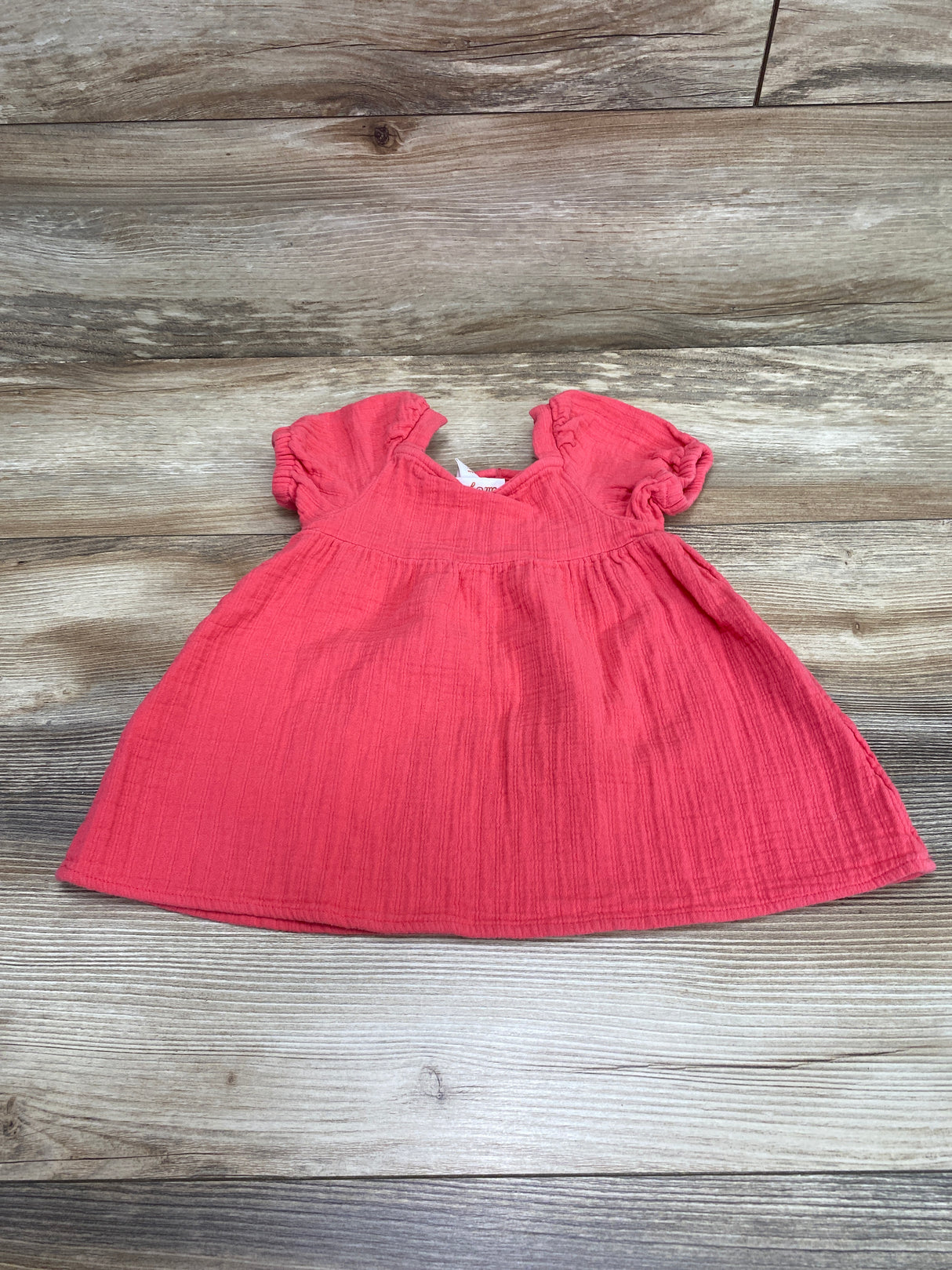 Cat & Jack Henley Puff Sleeve Dress Pink sz 18m