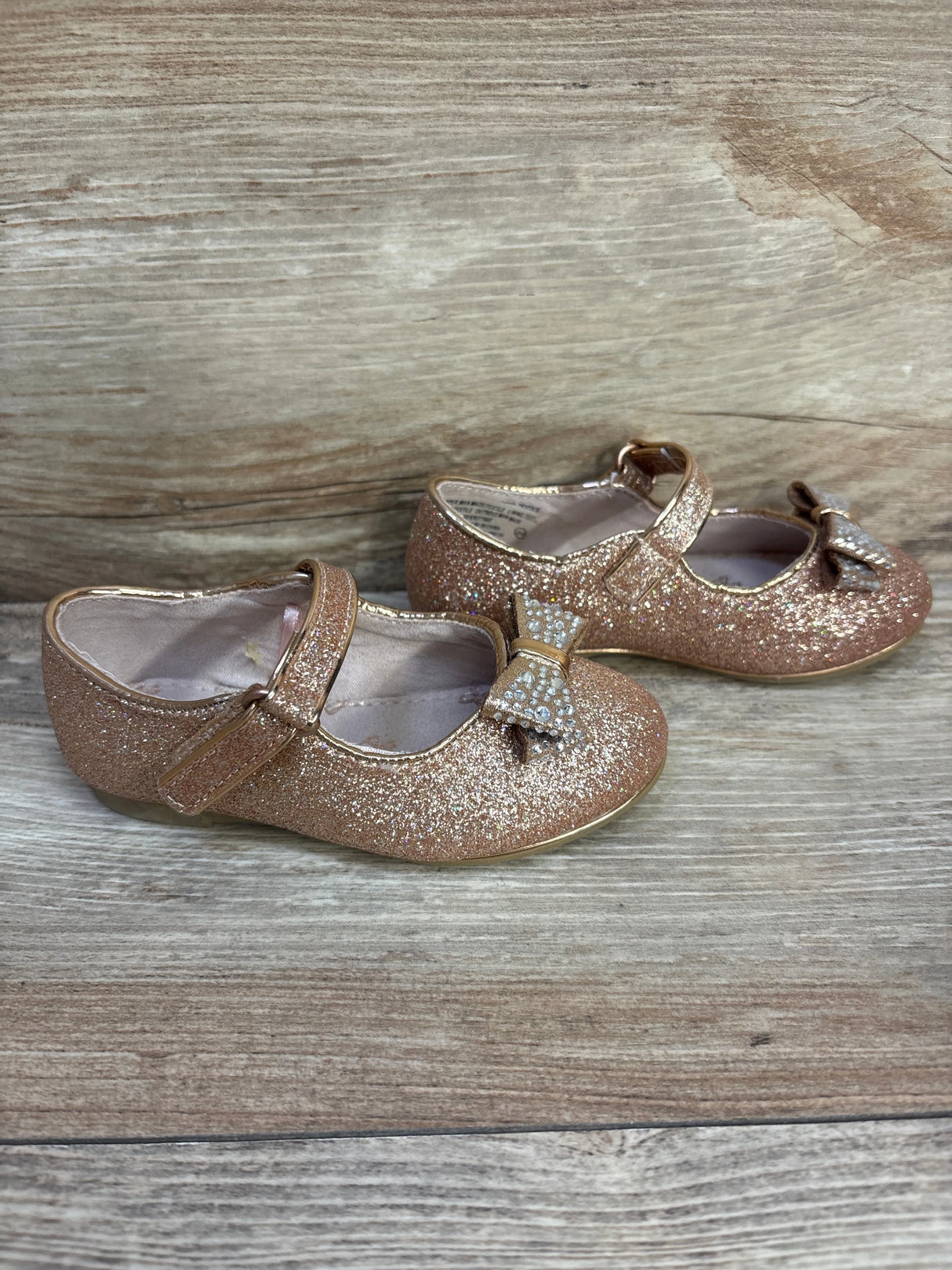 Self Esteem Lil Atavia Glitter Special Occasion Flats Rose Gold sz 6c - Me n Mommy To Be