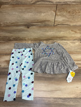 NEW Cat & Jack 2pc Star Of David Peplum Shirt & Polka Dot Bottoms Set Grey sz 2T
