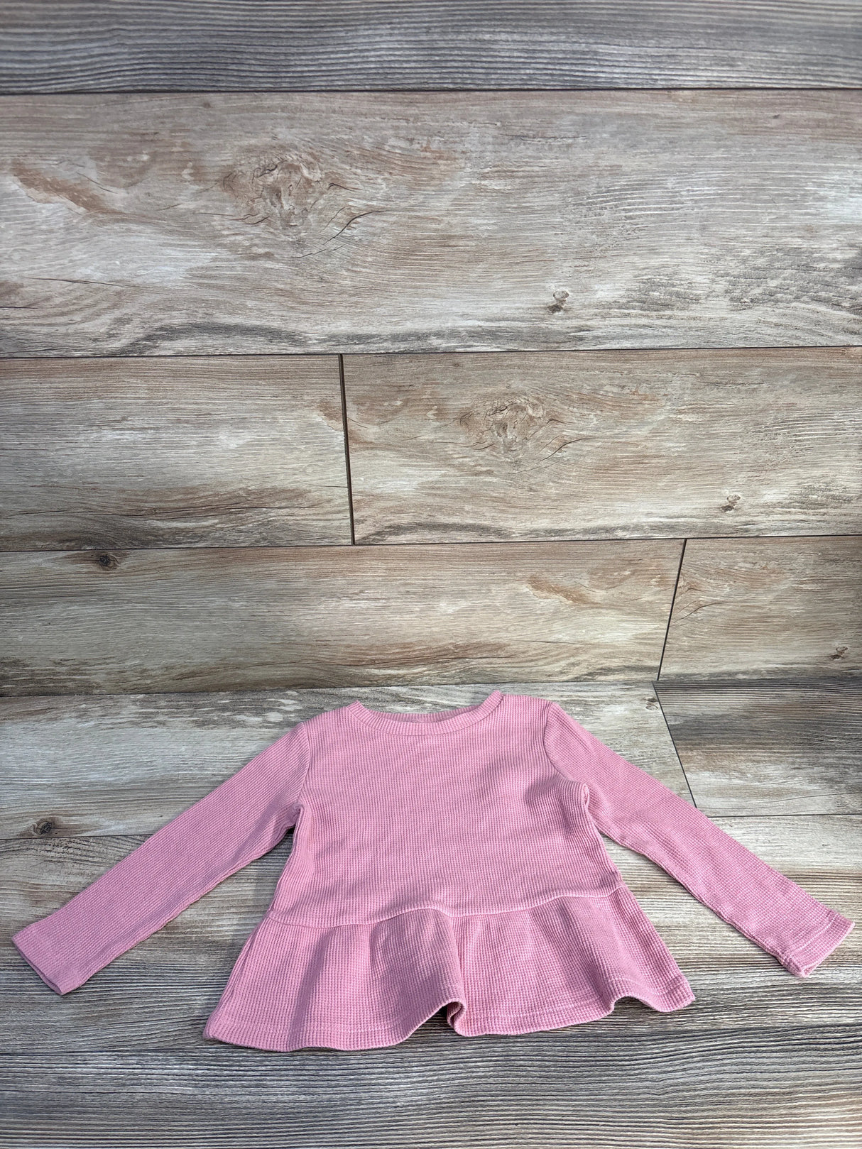 Okie Dokie Waffle Knit Peplum Shirt Pink sz 2T