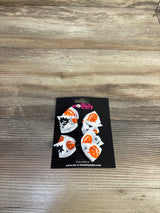 NEW White Pumpkin Print Bows, 2pk