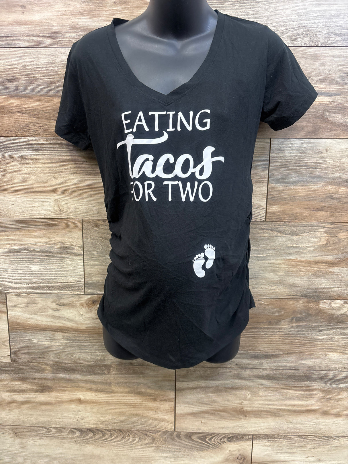 IYD Clothing Maternity Eating Tacos For Two Ruched Shirt Black sz Medium