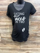 IYD Clothing Maternity Eating Tacos For Two Ruched Shirt Black sz Medium