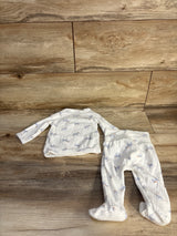 Just One You 2pc Ribbed Zebra Kimono Top & Bottoms White sz 3m