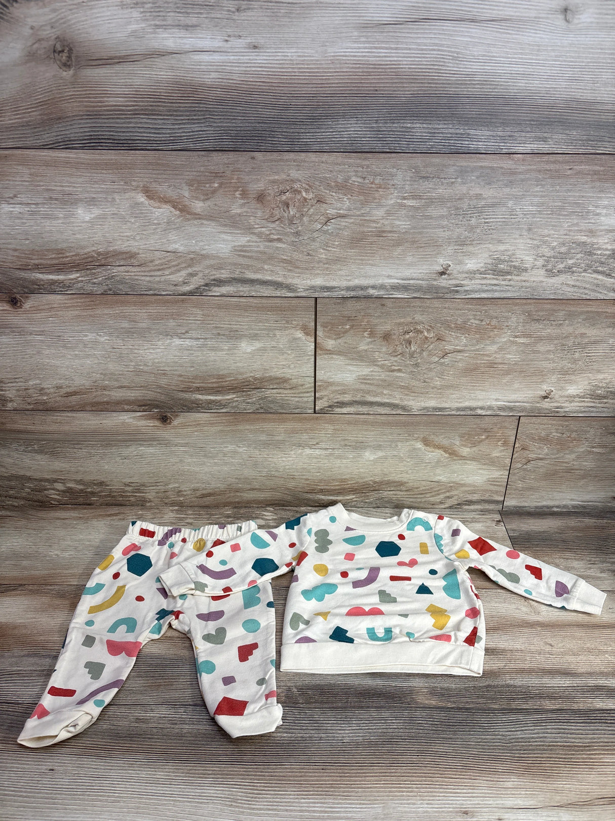 Cat & Jack 2pc Shape Print Sweatshirt & Jogger Set Cream sz 12m