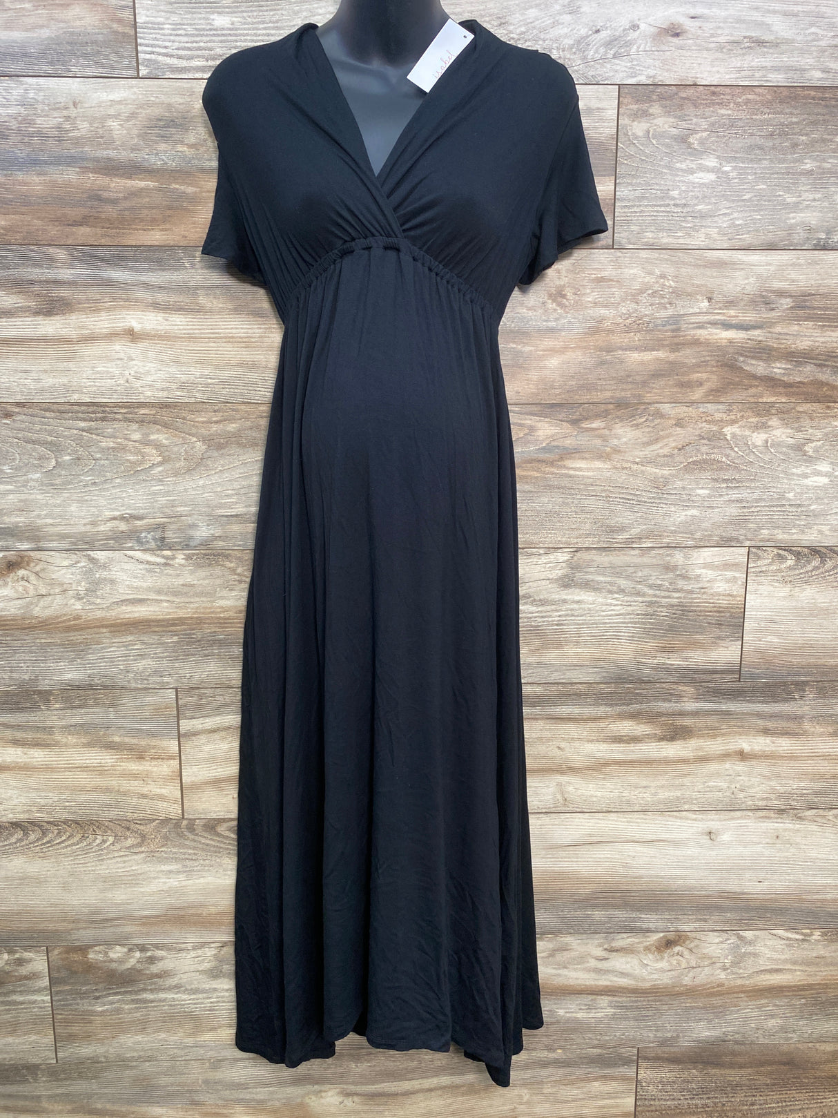 NEW Isabel Maternity Flutter Sleeve Maxi Dress Black sz XS