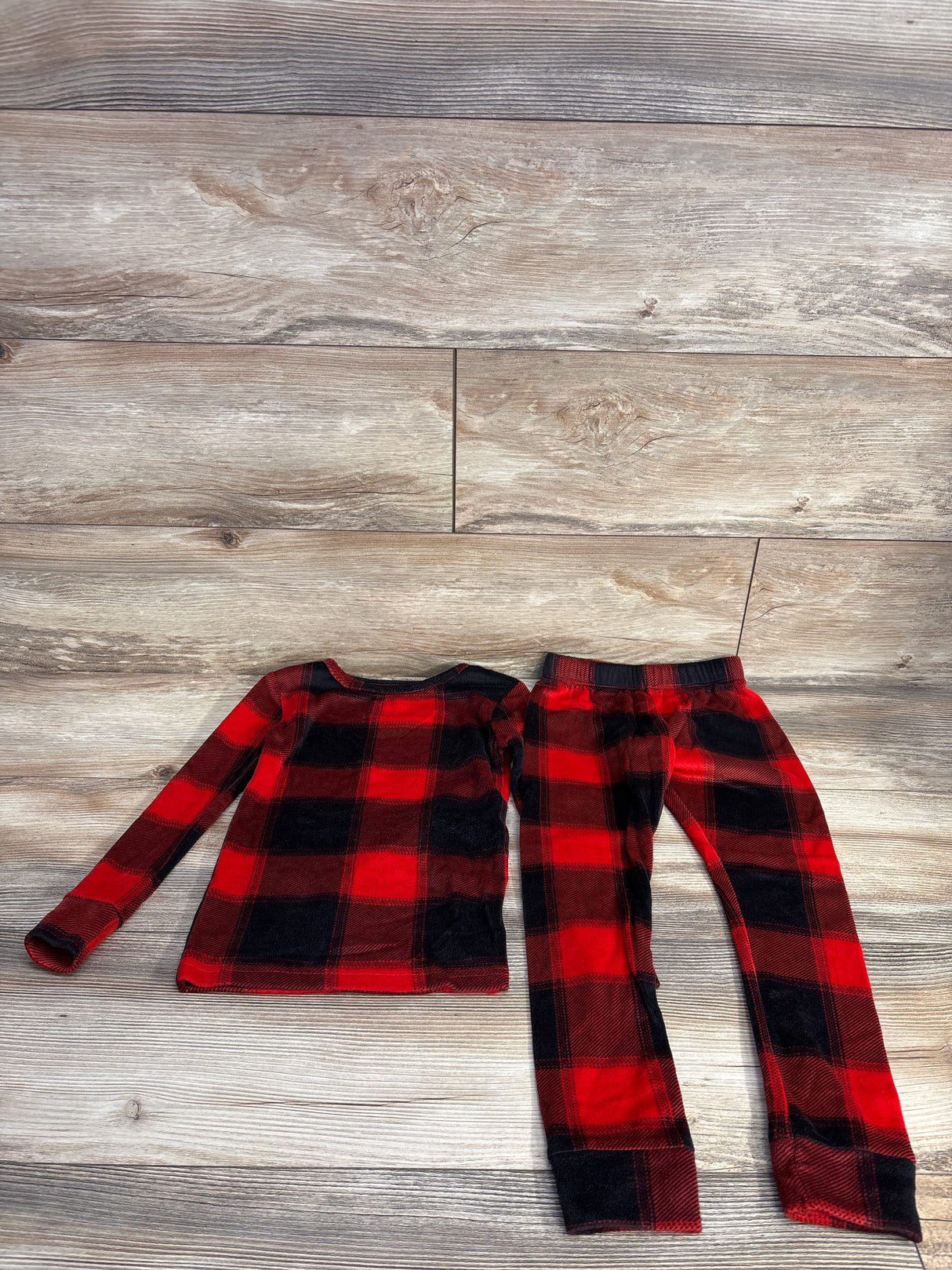 Cat & Jack 2pc Velour Buffalo Plaid Pajama Set Red sz 5T