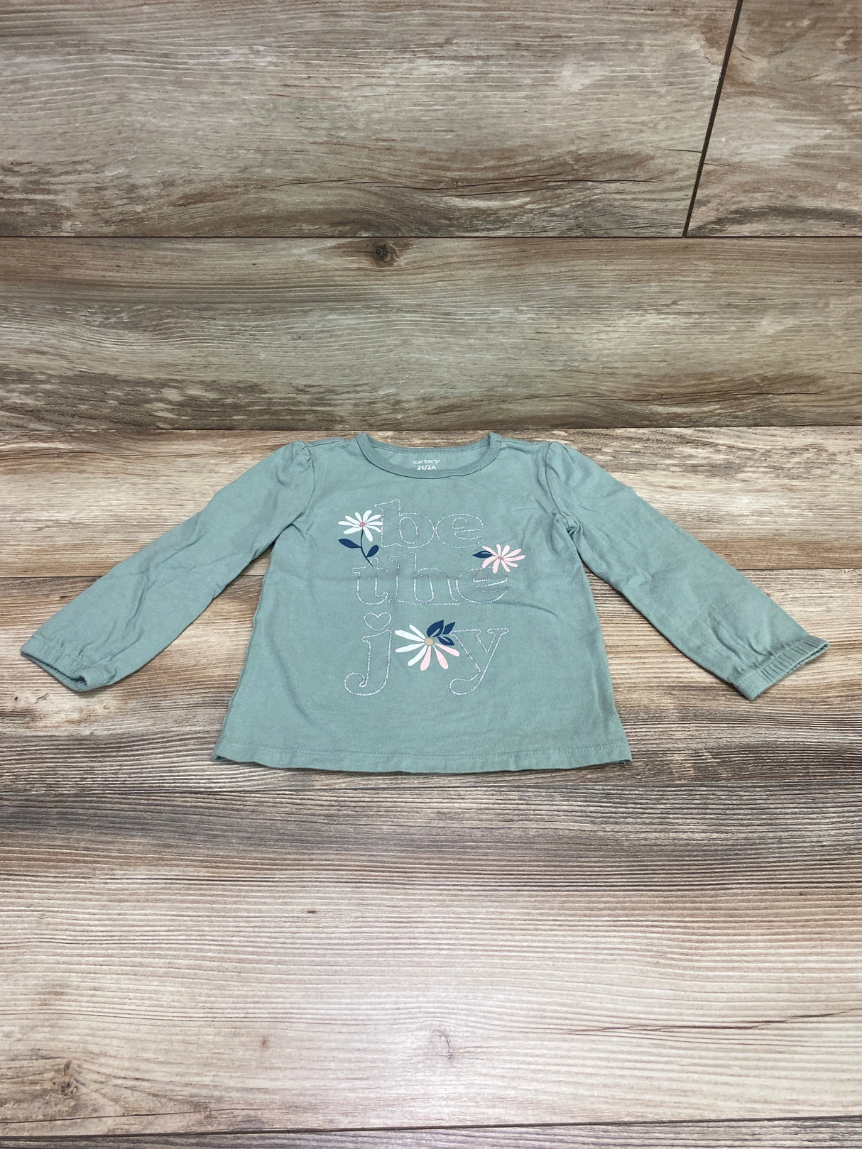 Carter's Be The Joy Shirt Green sz 2T