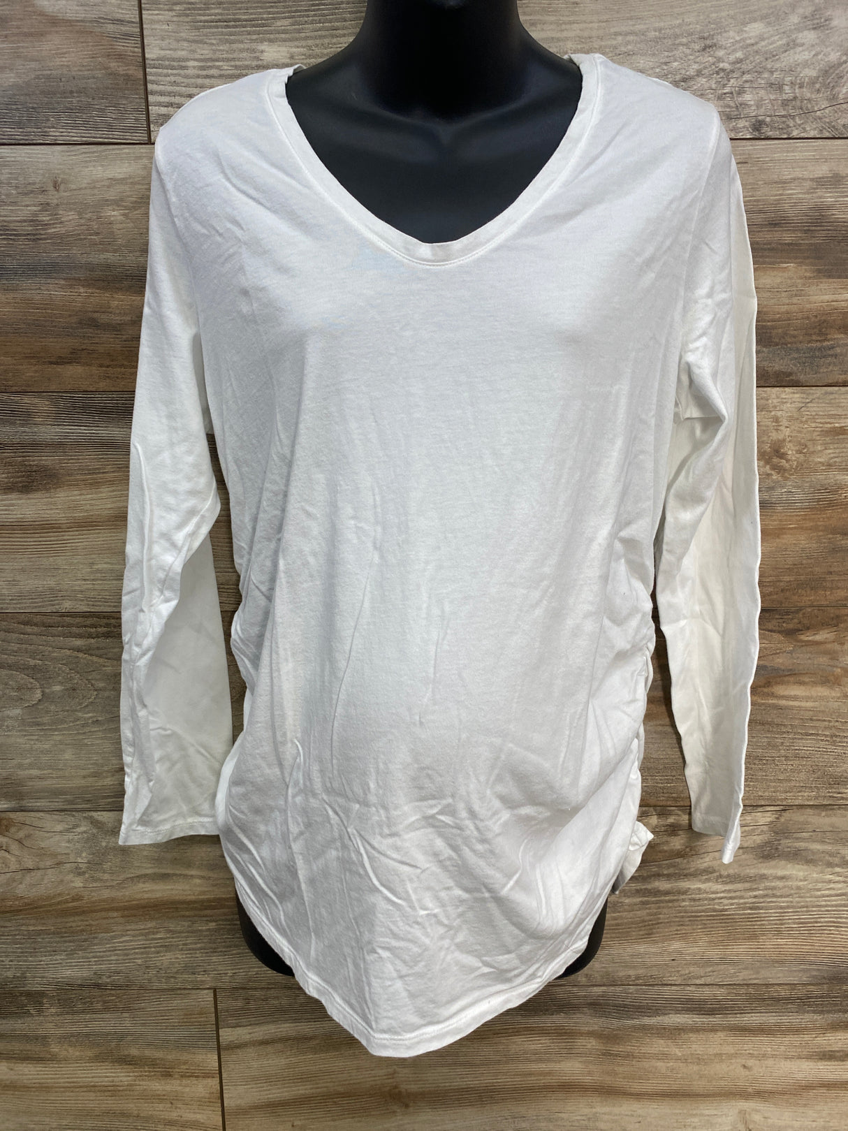 Isabel Maternity V-Neck Ruched Shirt White sz XXL
