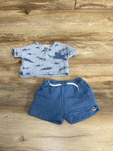 Rabbit + Bear 2pc Pocket Shirt & Shorts Blue sz 3-6m