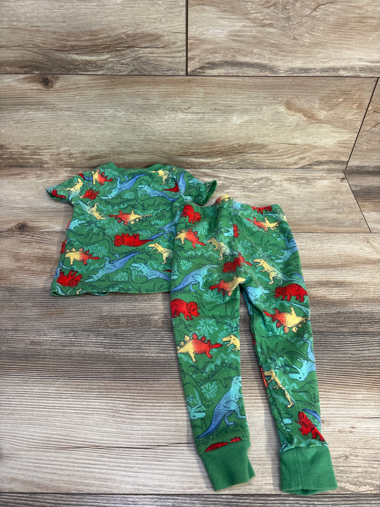 Wonder Nation 2pc Dinosaur Pajama Set Green sz 18m