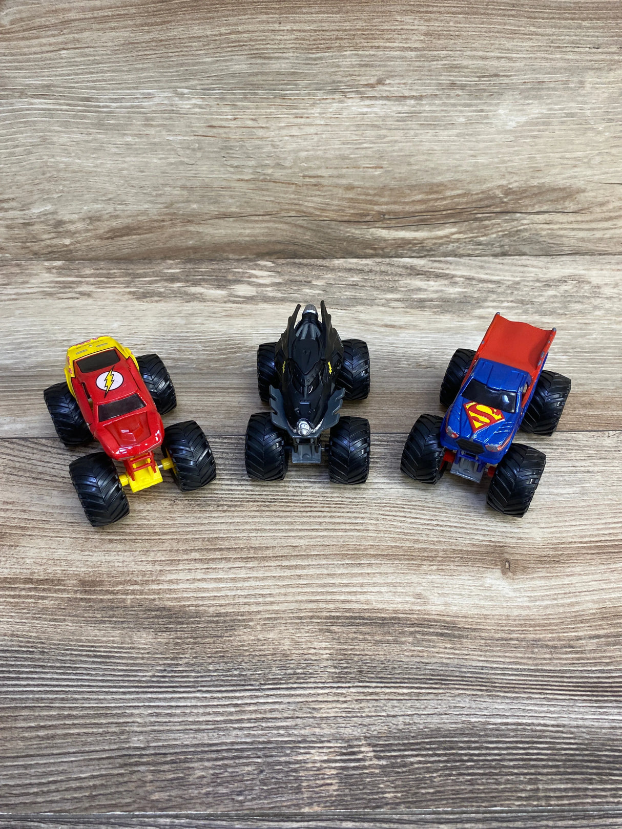 Monster Jam Batman, Superman, Flash Hero Trucks, Die-Cast 1:64 Scale