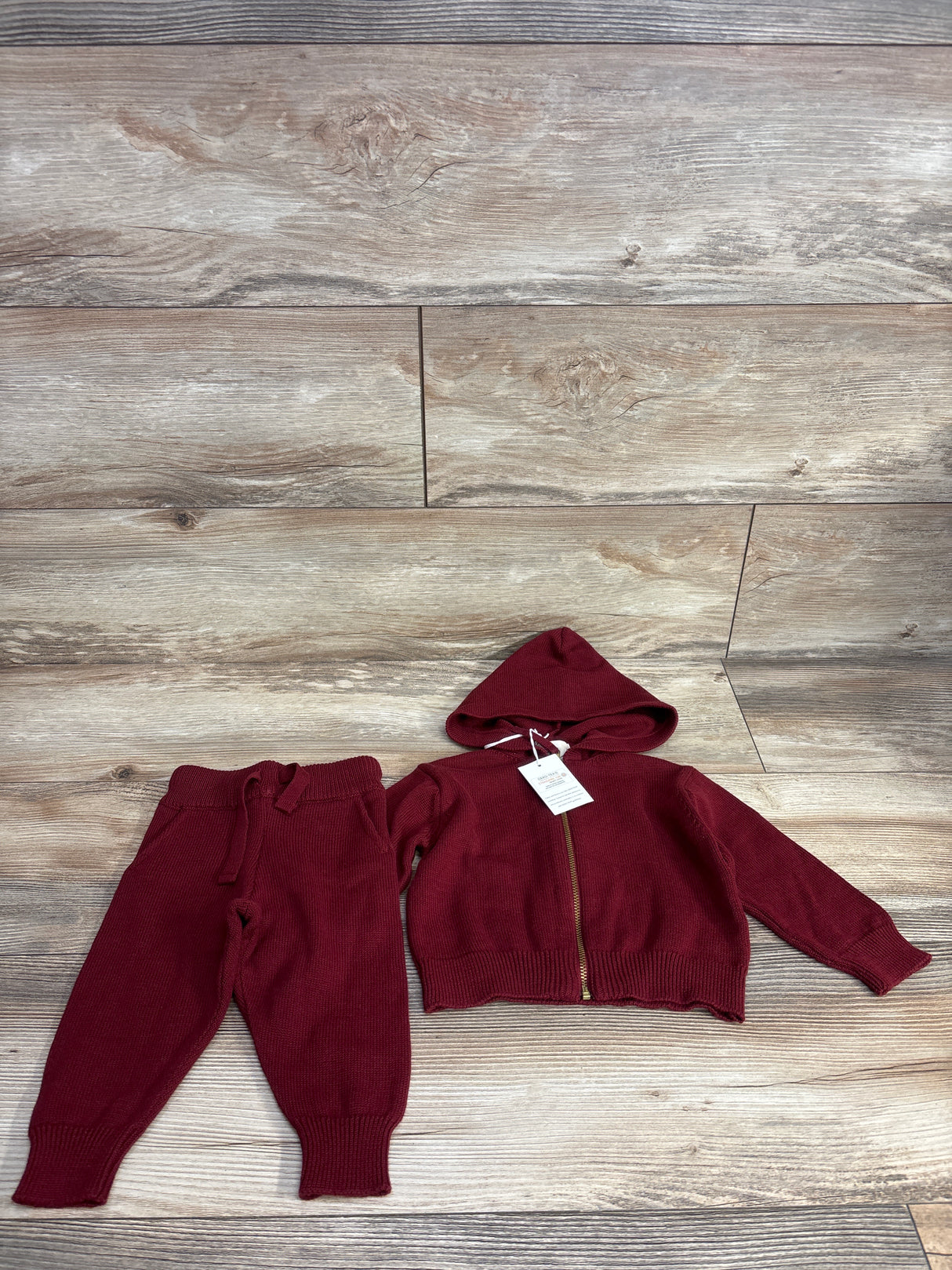 NEW Vild House of Little Organic Knit Cardigan & Joggers in Red Jasper sz 0-6m