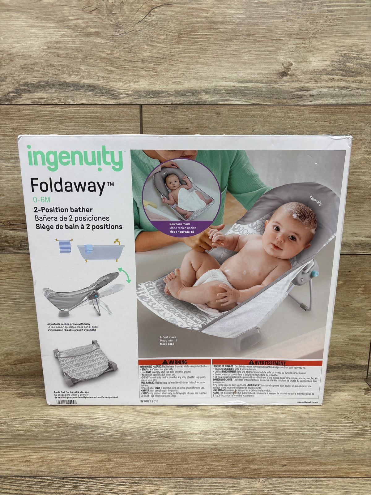 NEW Summer by Ingenuity Foldaway 2-Position Baby Bather, Gray