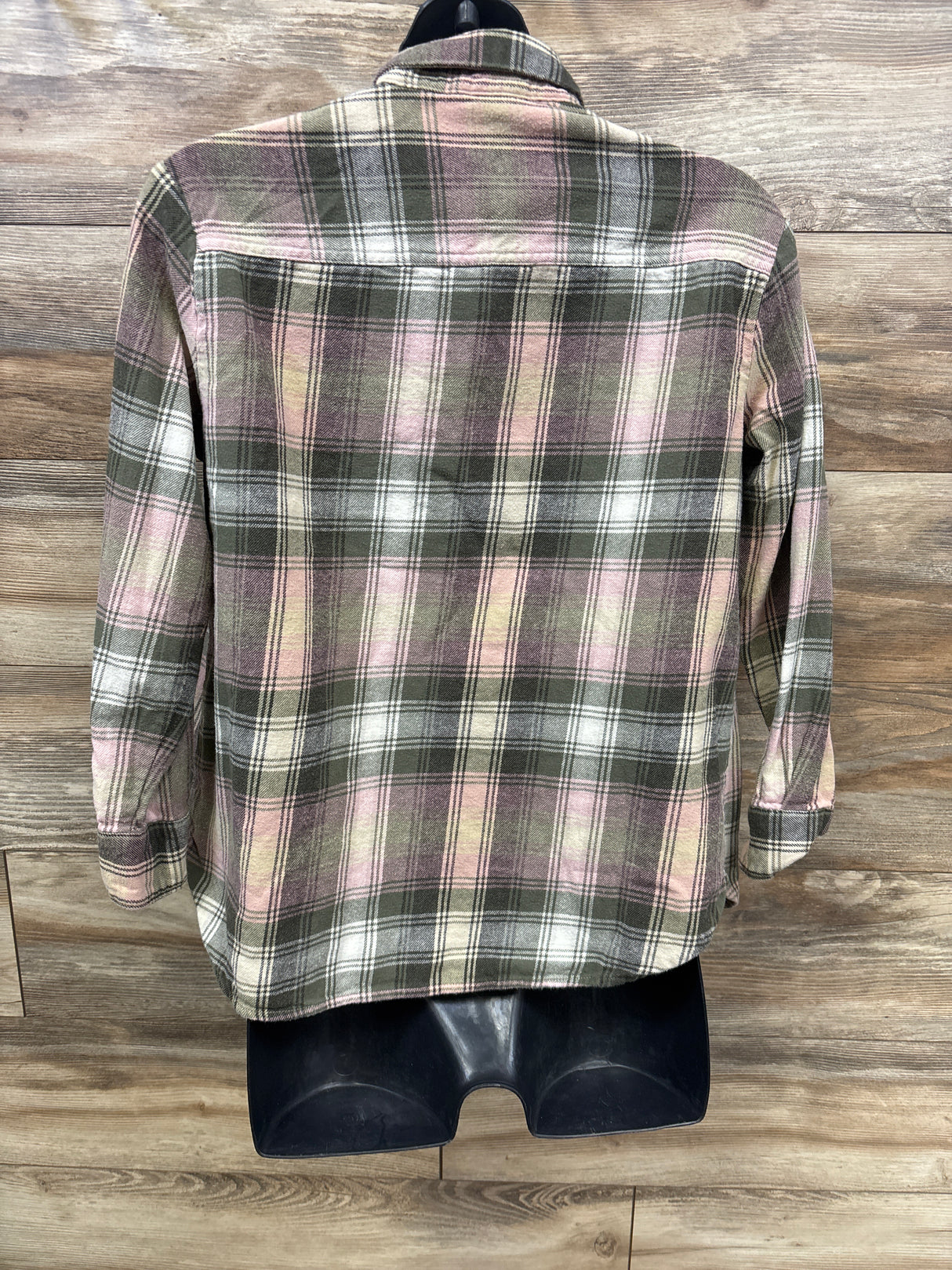 Old Navy Maternity Utility Flannel Boyfriend Shirt Green/Pink sz Small