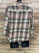 Old Navy Maternity Utility Flannel Boyfriend Shirt Green/Pink sz Small
