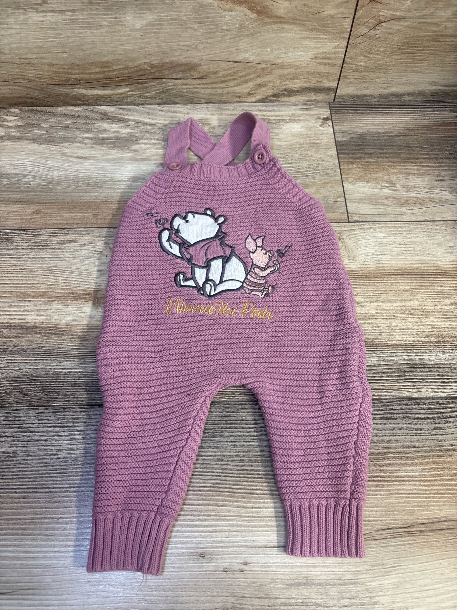 Disney Baby Winnie The Pooh Knit Overalls Mauve sz 0/3m