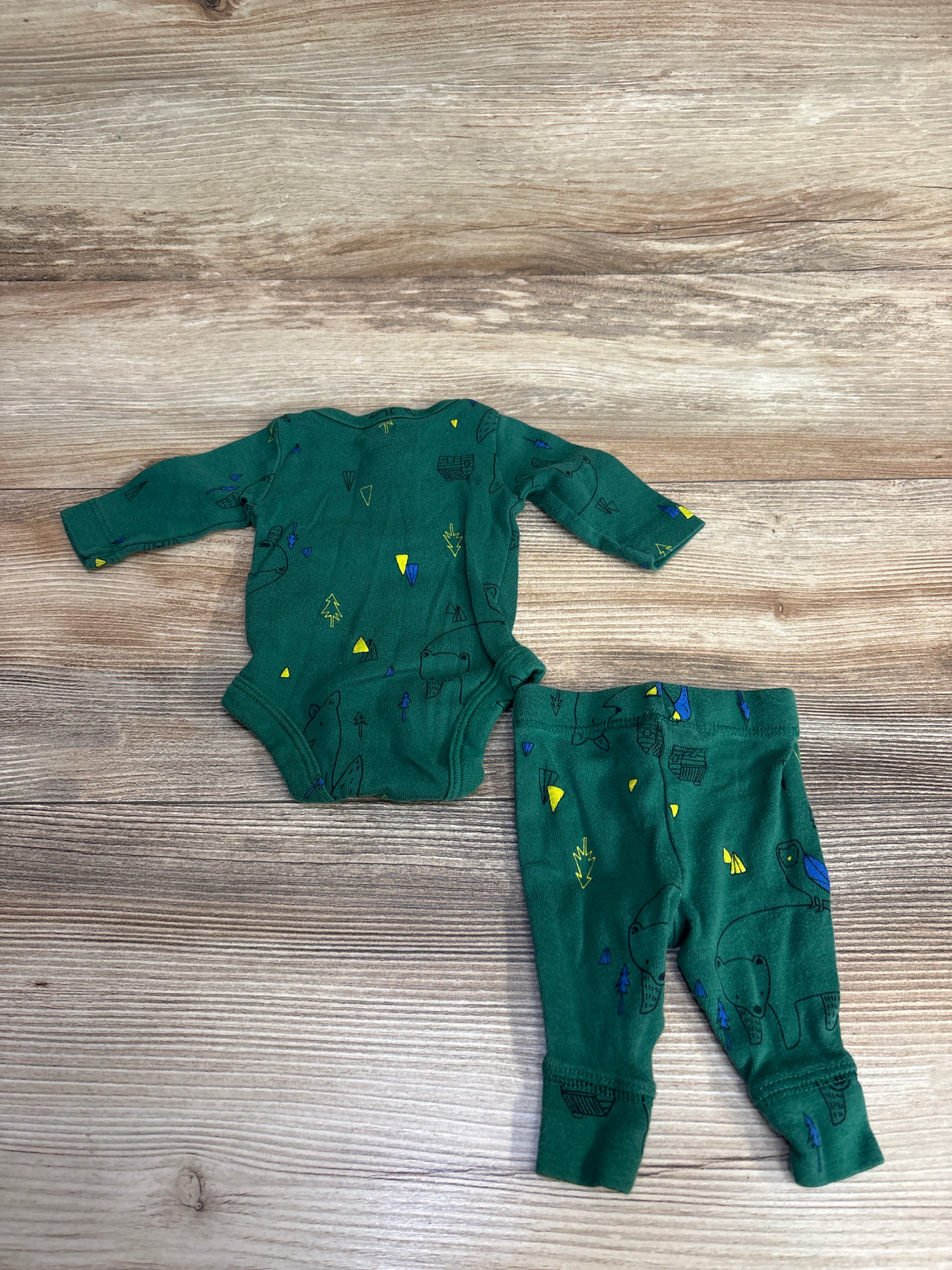 Carter's 2pc Tree & Animal Print Bodysuit & Pants Set Green sz Preemie