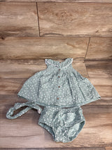 Mayoral 3pc Daisy Dress, Bloomers, & Headband Set Teal sz 6-9m