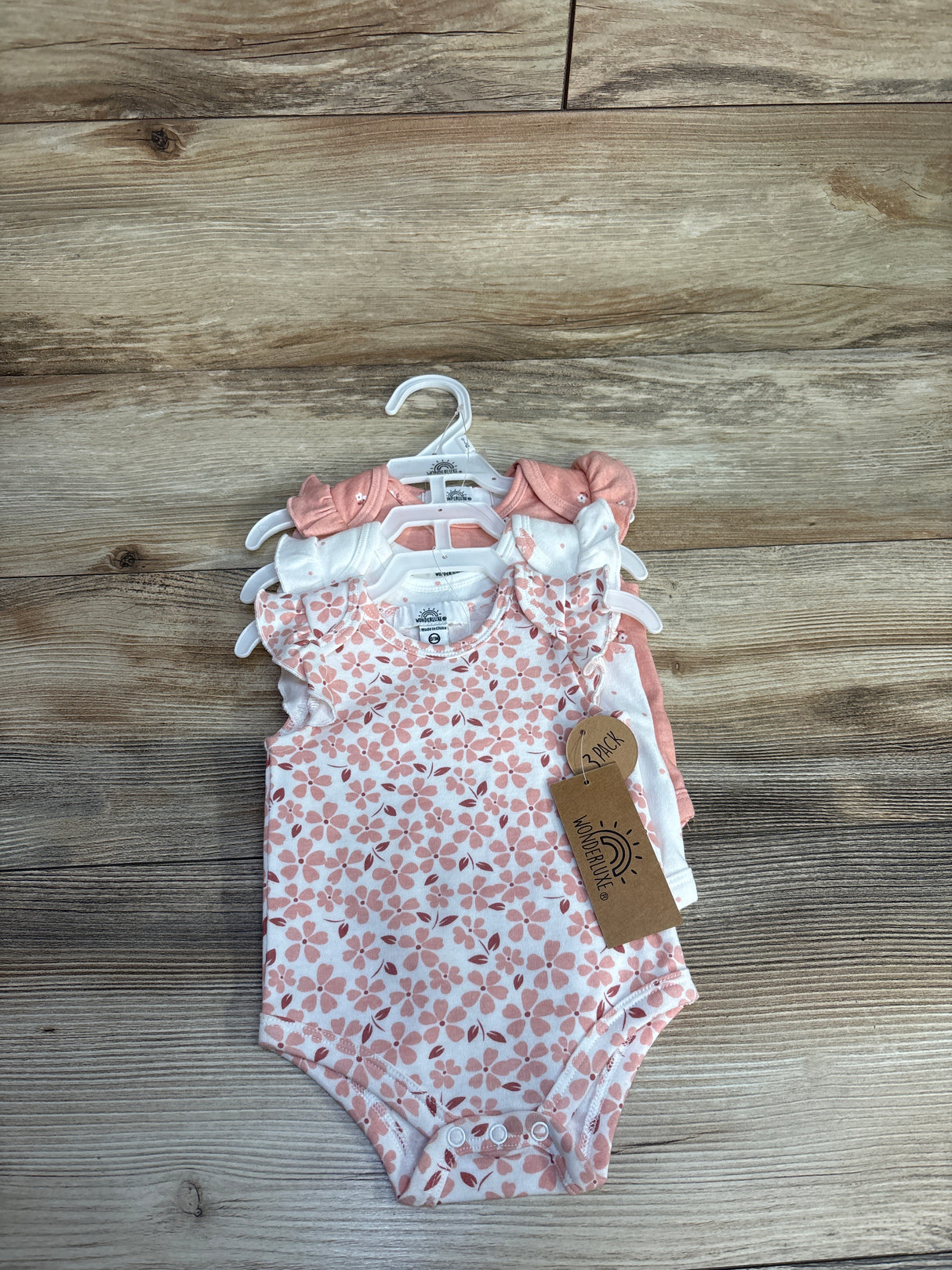 NEW Wonderluxe Bodysuits 3pk Pink sz 0-3m