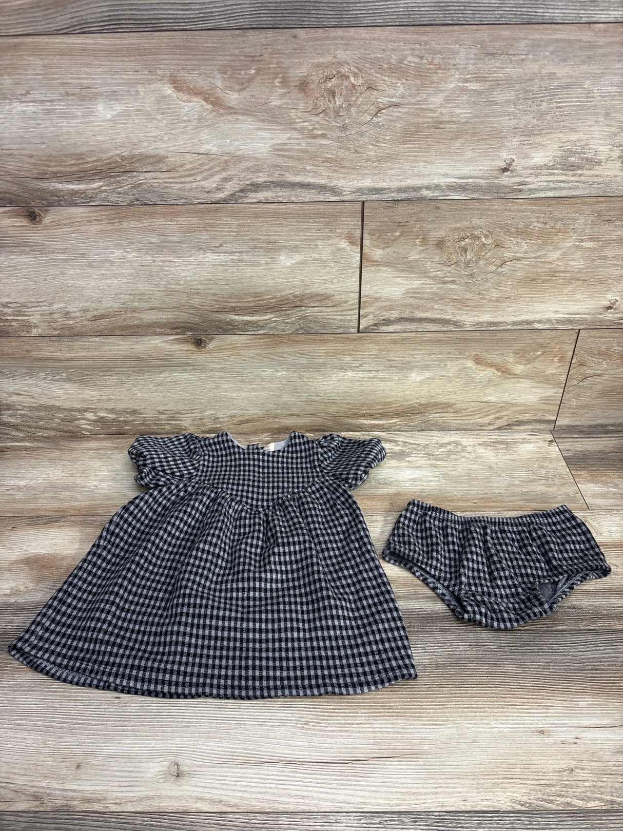 Tucker + Tate 2pc Gingham Dress & Bloomers Set Grey sz 18m