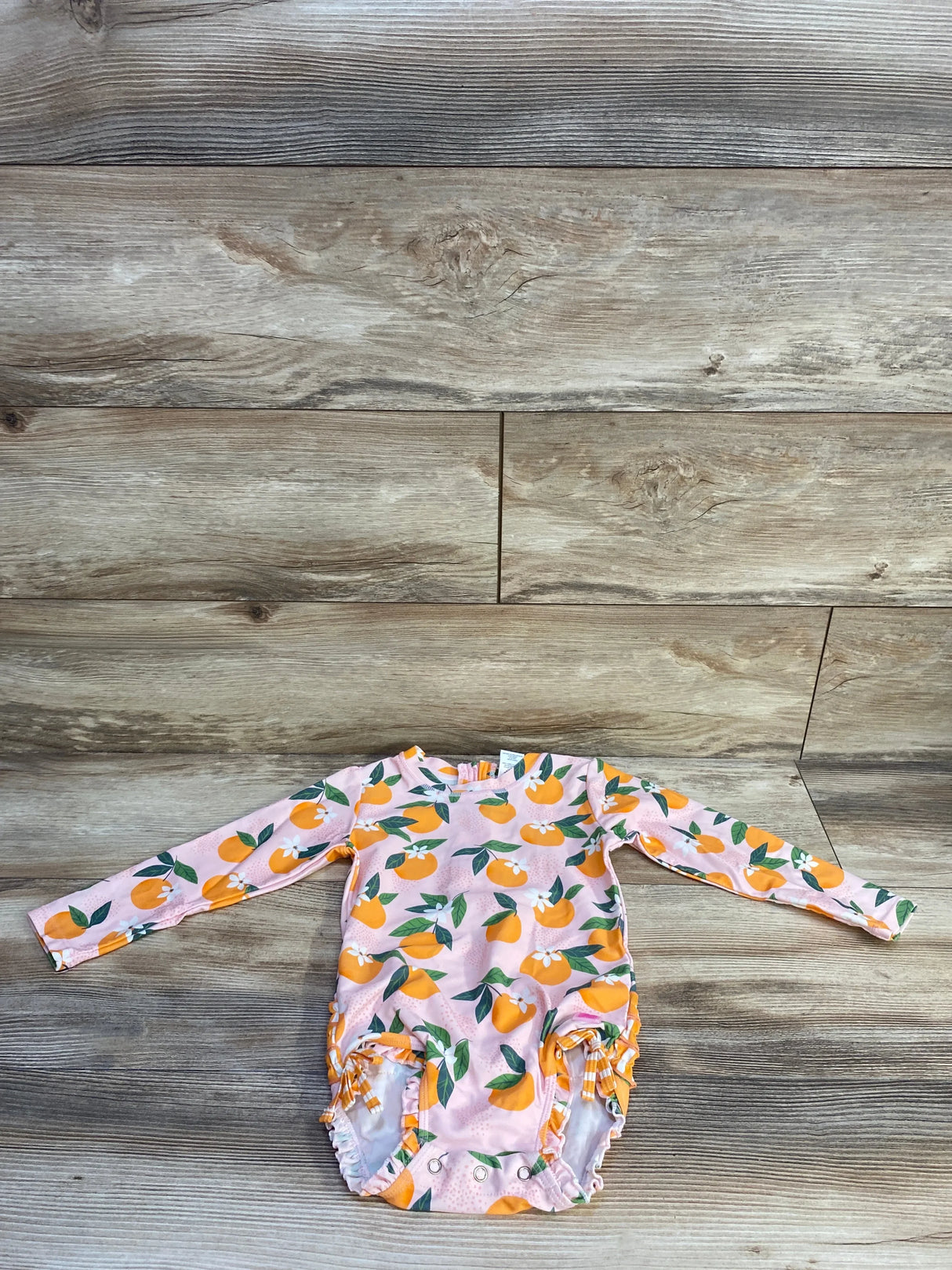 Ruffle Butts 1pc Orange You The Sweetest Rash Guard Swimsuit Pink sz 3T