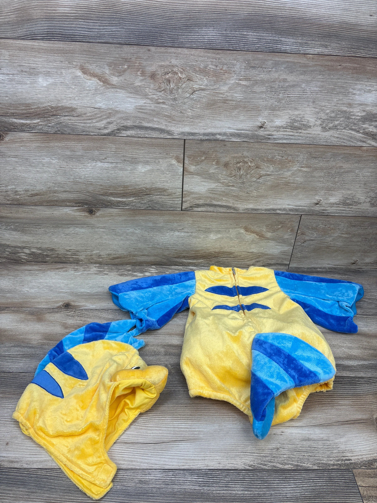 Disney 2pc The Little Mermaid Flounder Costume Yellow sz 12/18m