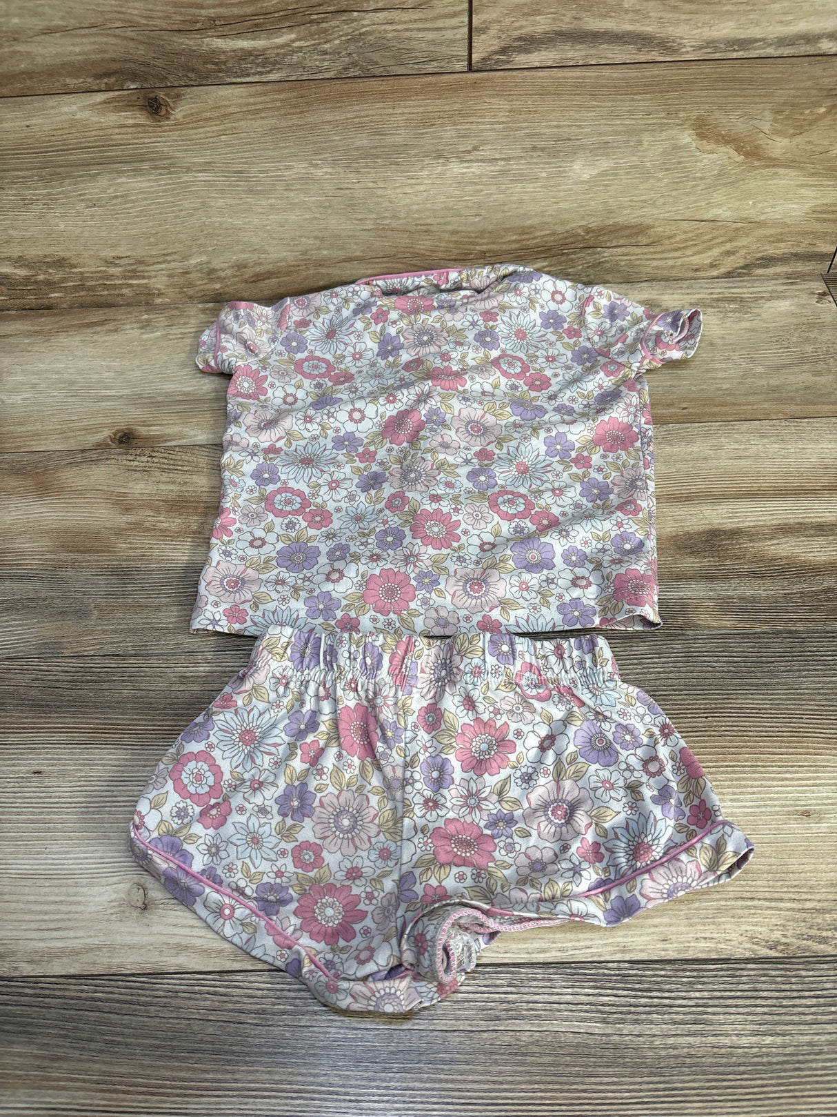 Tahari Baby 2pc Floral Coat Style Pajama Set White sz 3T