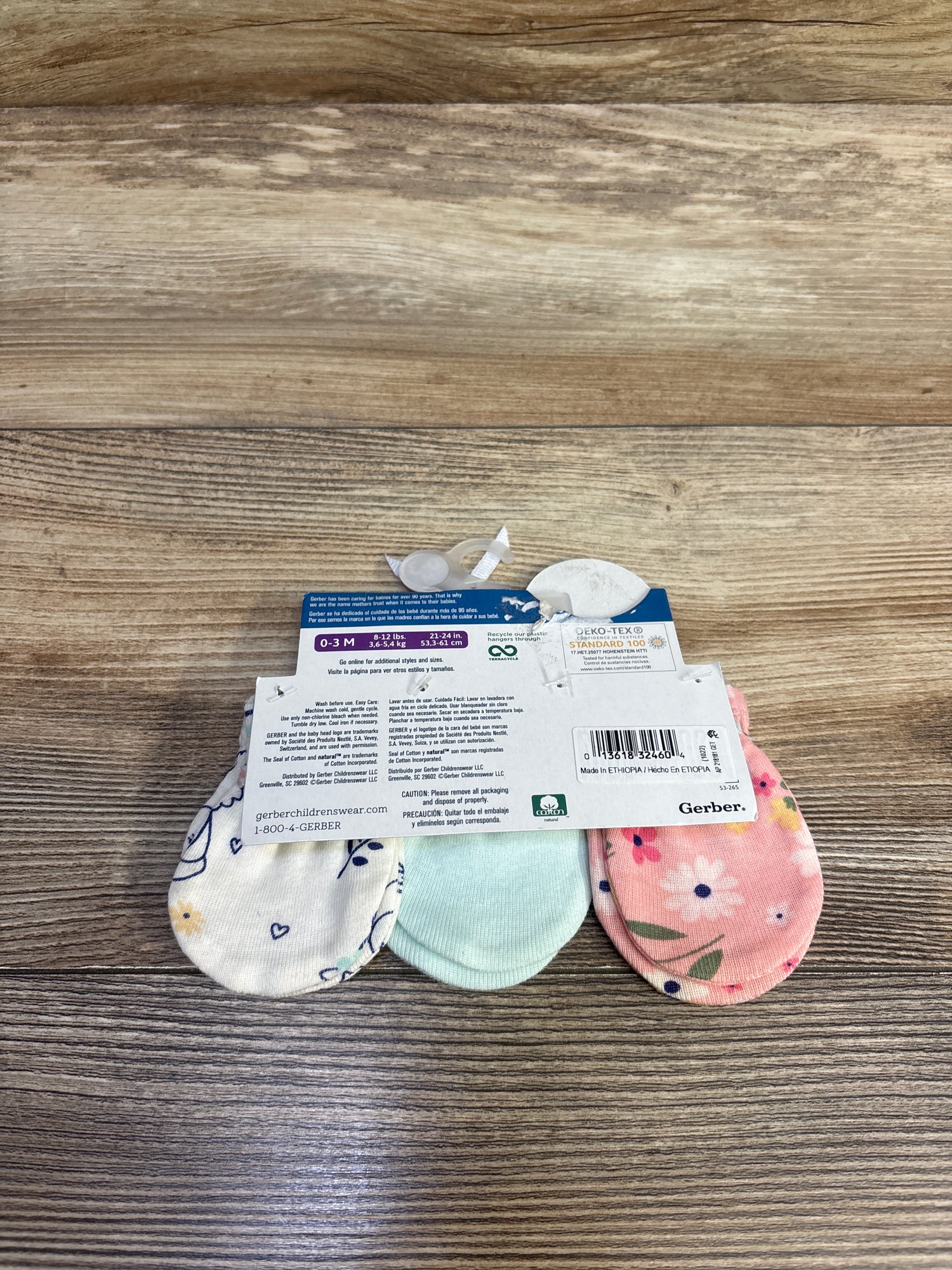 NEW Gerber 3pk Mittens Pink sz 0-3m