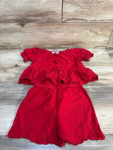 Old Navy Peplum Eyelet Top & Short Set in Robbie Red sz 4T